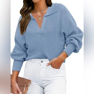 NEW V-neck Long Sleeve Ribbed Knit Sweater Size M
